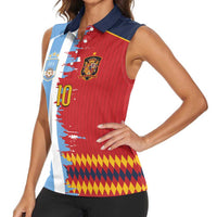 Custom Argentina and Spain Women Sleeveless Polo Shirt 2026 Battle Finalissima