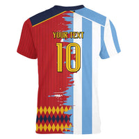Custom Argentina and Spain Women V-Neck T-Shirt 2026 Battle Finalissima