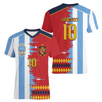 Custom Argentina and Spain Women V-Neck T-Shirt 2026 Battle Finalissima