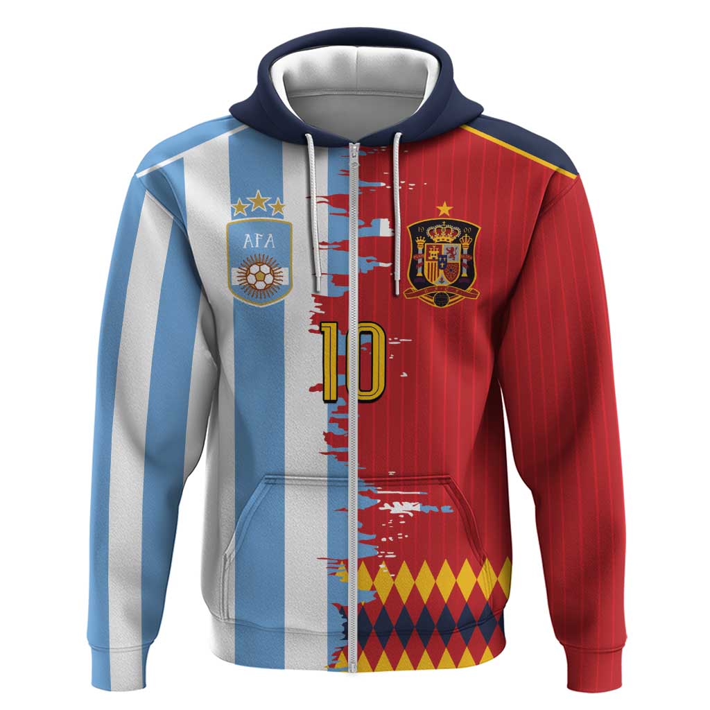 Custom Argentina and Spain Zip Hoodie 2026 Battle Finalissima