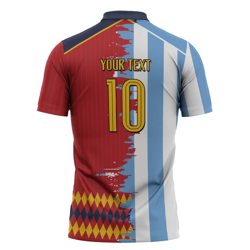 Custom Argentina and Spain Zipper Polo Shirt 2026 Battle Finalissima