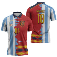 Custom Argentina and Spain Zipper Polo Shirt 2026 Battle Finalissima