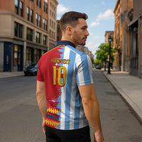 Custom Argentina and Spain Zipper Polo Shirt 2026 Battle Finalissima