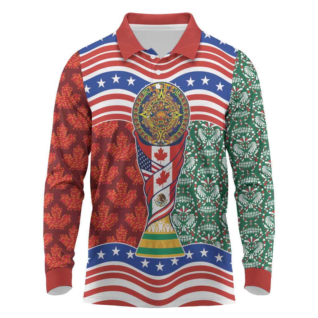 Custom Mexico Canada USA Long Sleeve Polo Shirt World Nations Football 2026