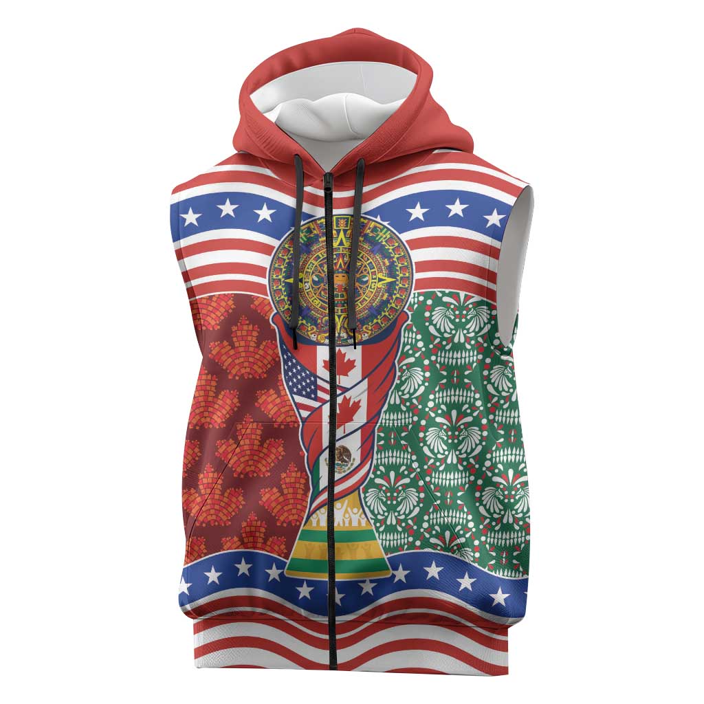 Custom Mexico Canada USA Sleeveless Zip Hoodie World Nations Football 2026