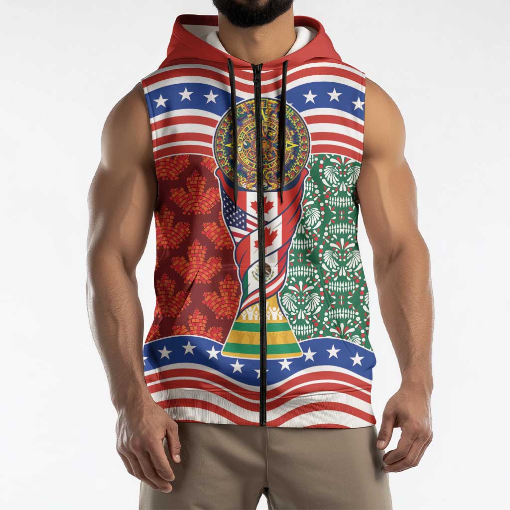 Custom Mexico Canada USA Sleeveless Zip Hoodie World Nations Football 2026