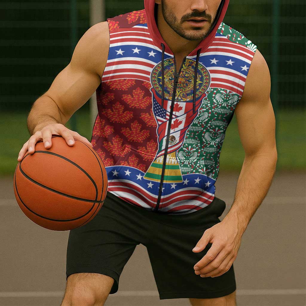 Custom Mexico Canada USA Sleeveless Zip Hoodie World Nations Football 2026