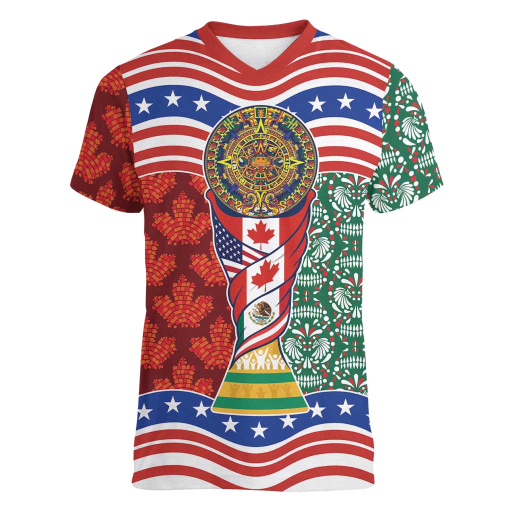 Custom Mexico Canada USA Women V-Neck T-Shirt World Nations Football 2026