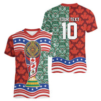 Custom Mexico Canada USA Women V-Neck T-Shirt World Nations Football 2026