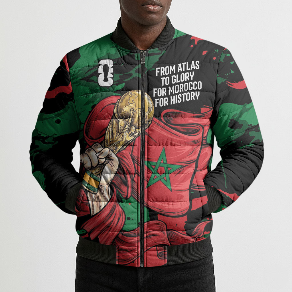 Personalized Morocco From Atlas To Victory Bomber Puffer Jacket Atlas Lions World Football Supporter Edition