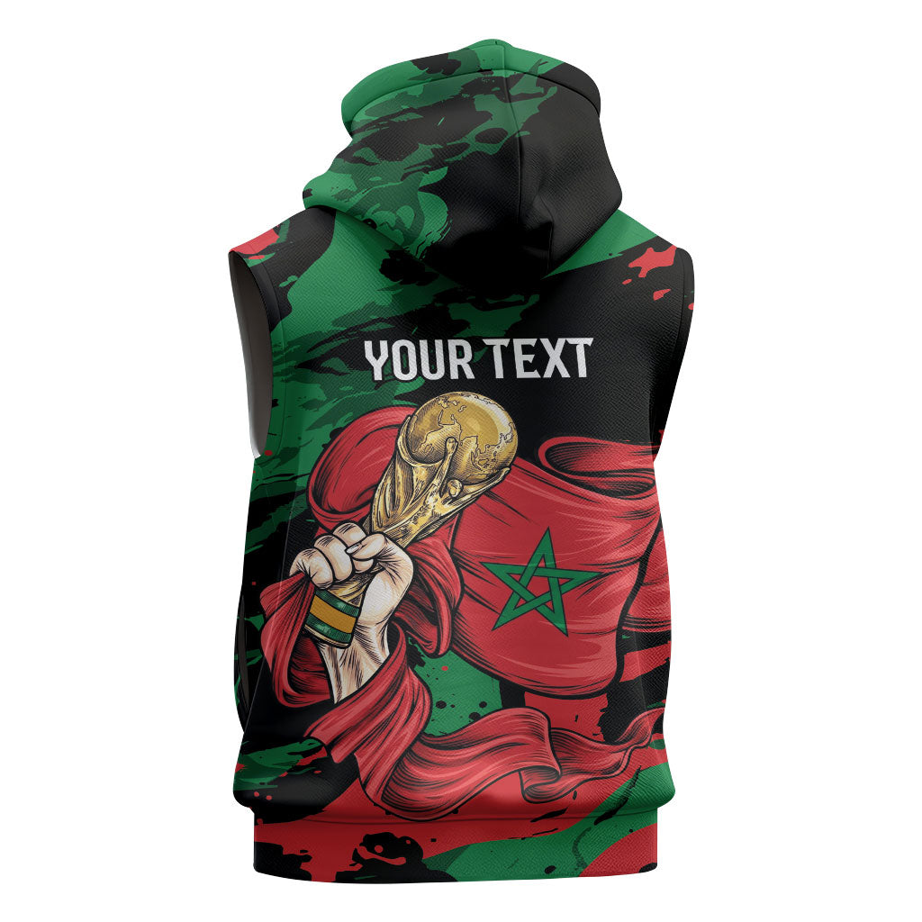 Personalized Morocco From Atlas To Victory Sleeveless Zip Hoodie Atlas Lions World Football Supporter Edition