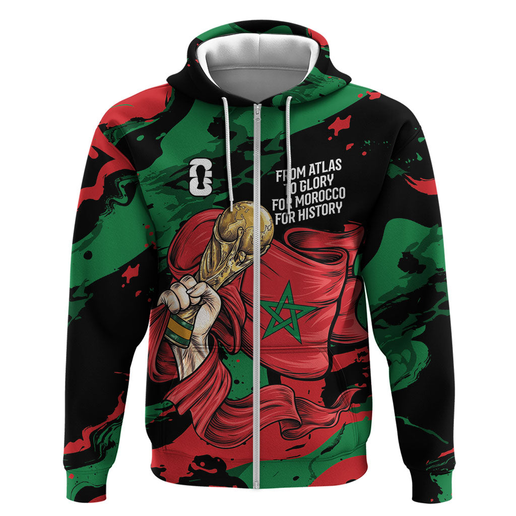 Personalized Morocco From Atlas To Victory Zip Hoodie Atlas Lions World Football Supporter Edition