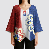 Vamos Paraguay Custom Kimono Sleeve Blouse Nanduti Heritage Football Supporter