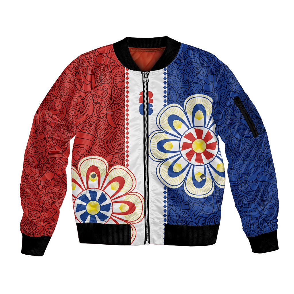 Vamos Paraguay Custom Sleeve Zip Bomber Jacket Nanduti Heritage Football Supporter
