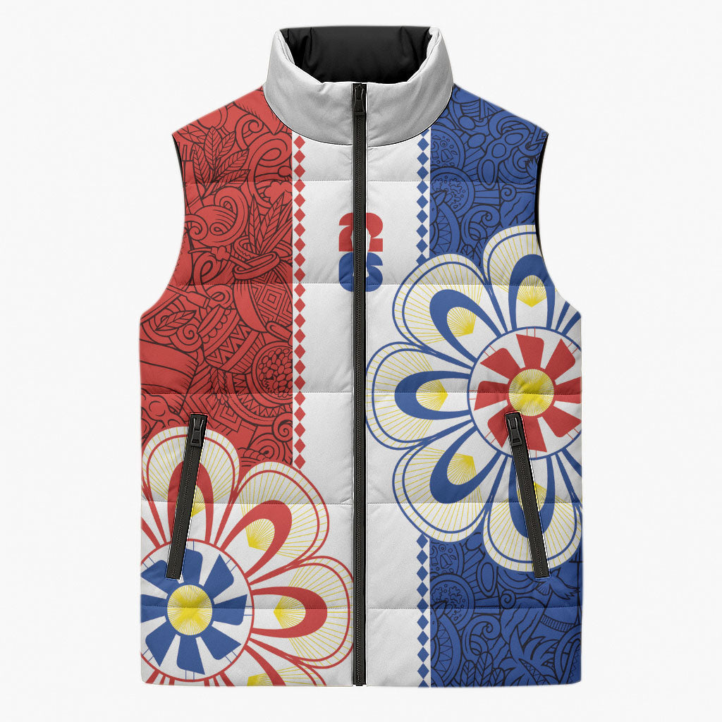 Vamos Paraguay Custom Sleeveless Puffer Jacket Nanduti Heritage Football Supporter