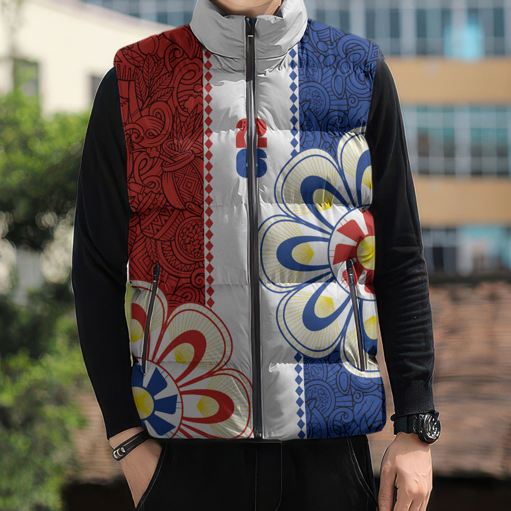 Vamos Paraguay Custom Sleeveless Puffer Jacket Nanduti Heritage Football Supporter