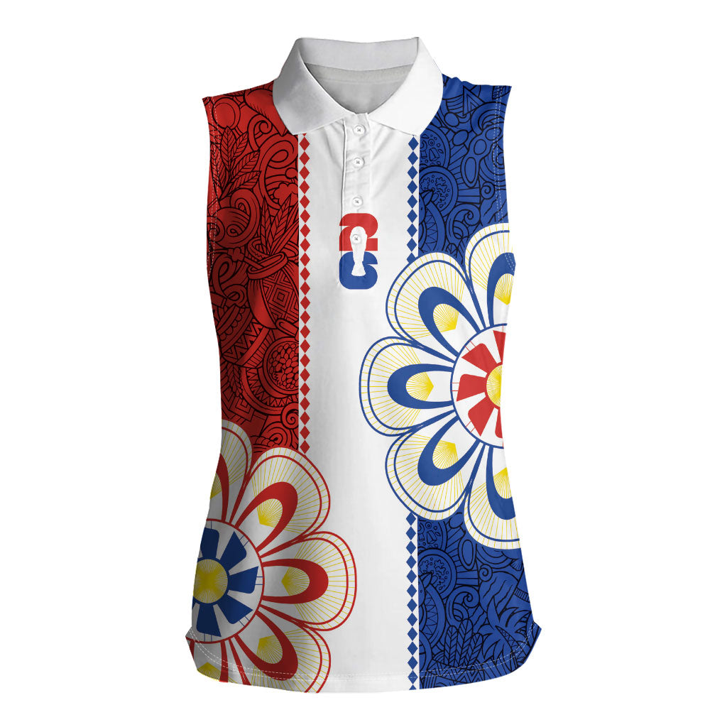 Vamos Paraguay Custom Women Sleeveless Polo Shirt Nanduti Heritage Football Supporter