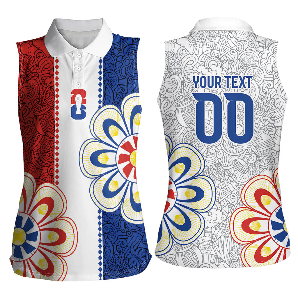Vamos Paraguay Custom Women Sleeveless Polo Shirt Nanduti Heritage Football Supporter