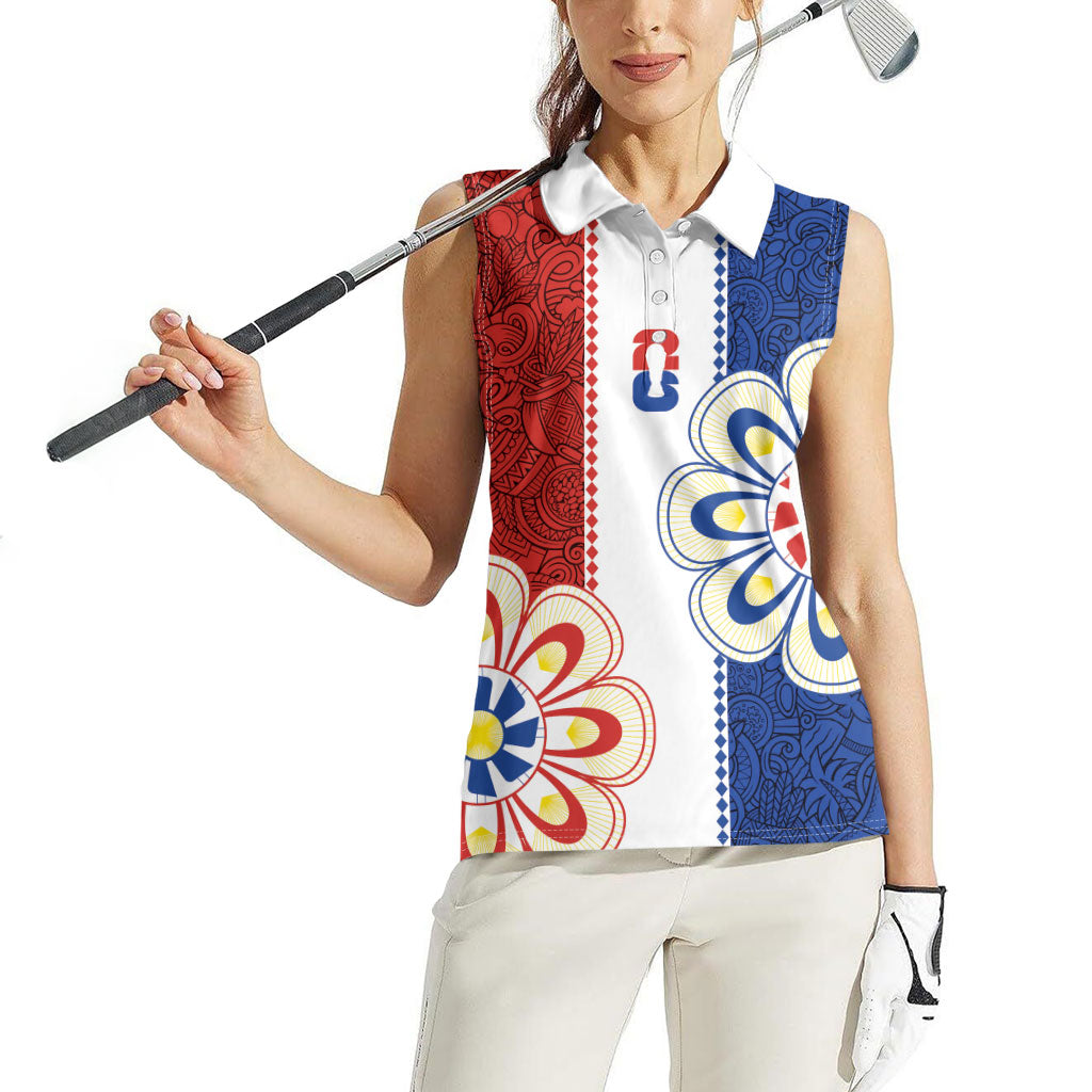 Vamos Paraguay Custom Women Sleeveless Polo Shirt Nanduti Heritage Football Supporter