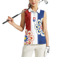Vamos Paraguay Custom Women Sleeveless Polo Shirt Nanduti Heritage Football Supporter