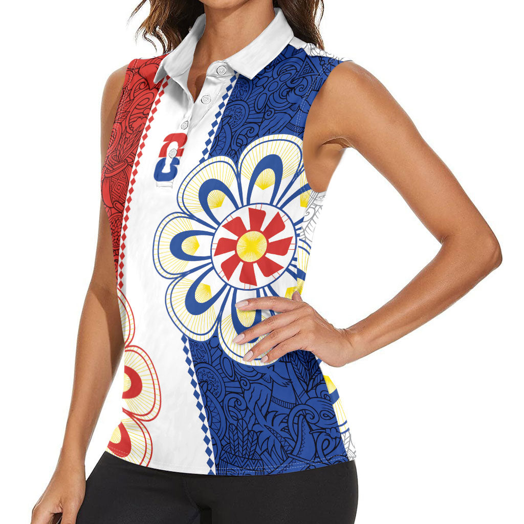 Vamos Paraguay Custom Women Sleeveless Polo Shirt Nanduti Heritage Football Supporter