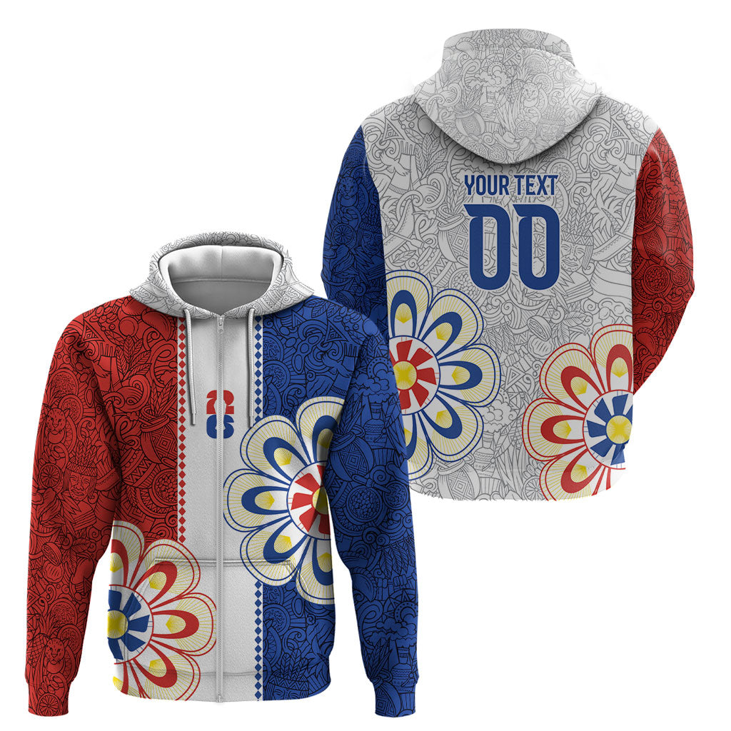 Vamos Paraguay Custom Zip Hoodie Nanduti Heritage Football Supporter
