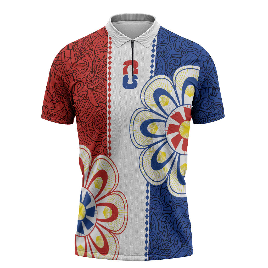 Vamos Paraguay Custom Zipper Polo Shirt Nanduti Heritage Football Supporter