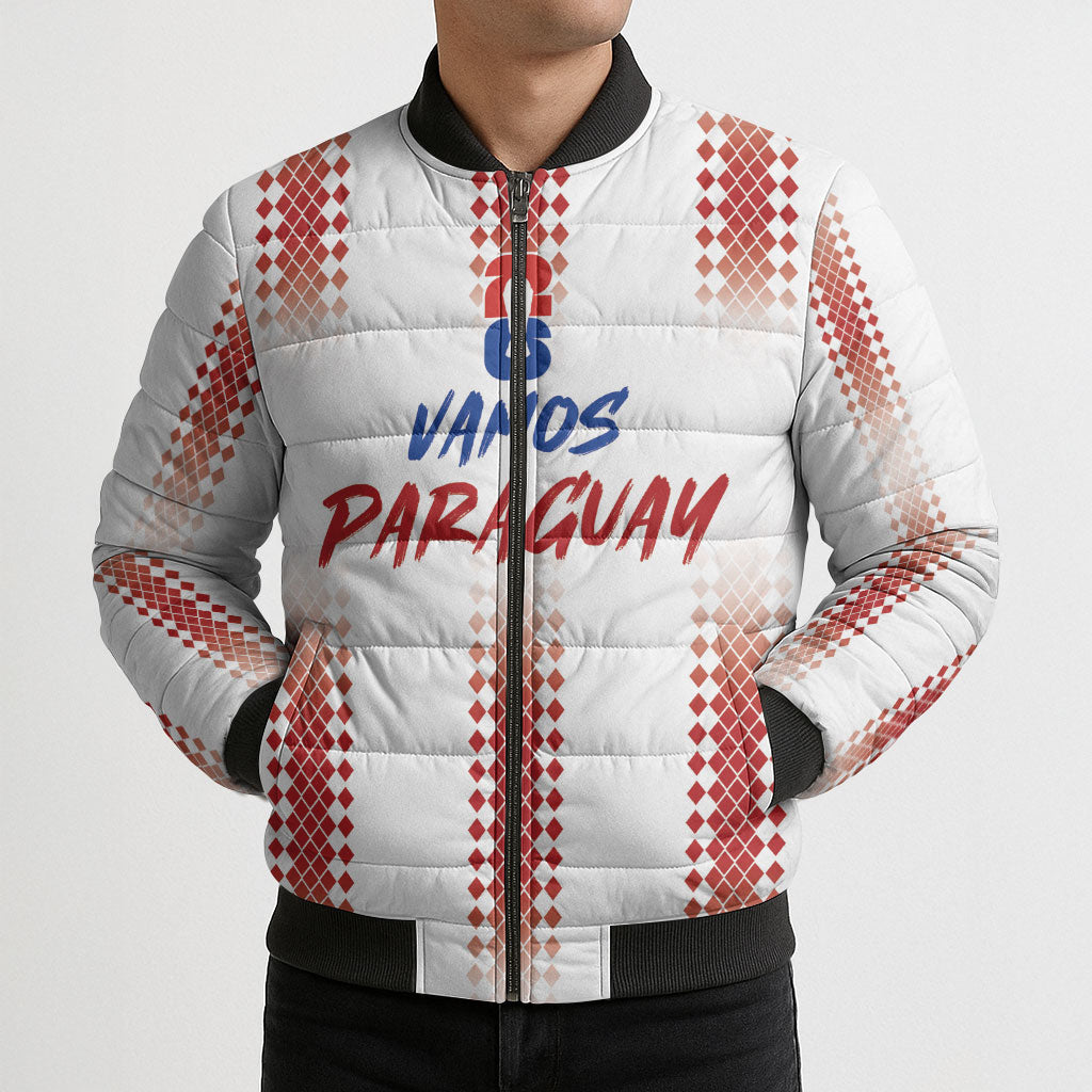 Vamos Paraguay Custom Bomber Puffer Jacket Ao Po'i Heritage Football Supporter