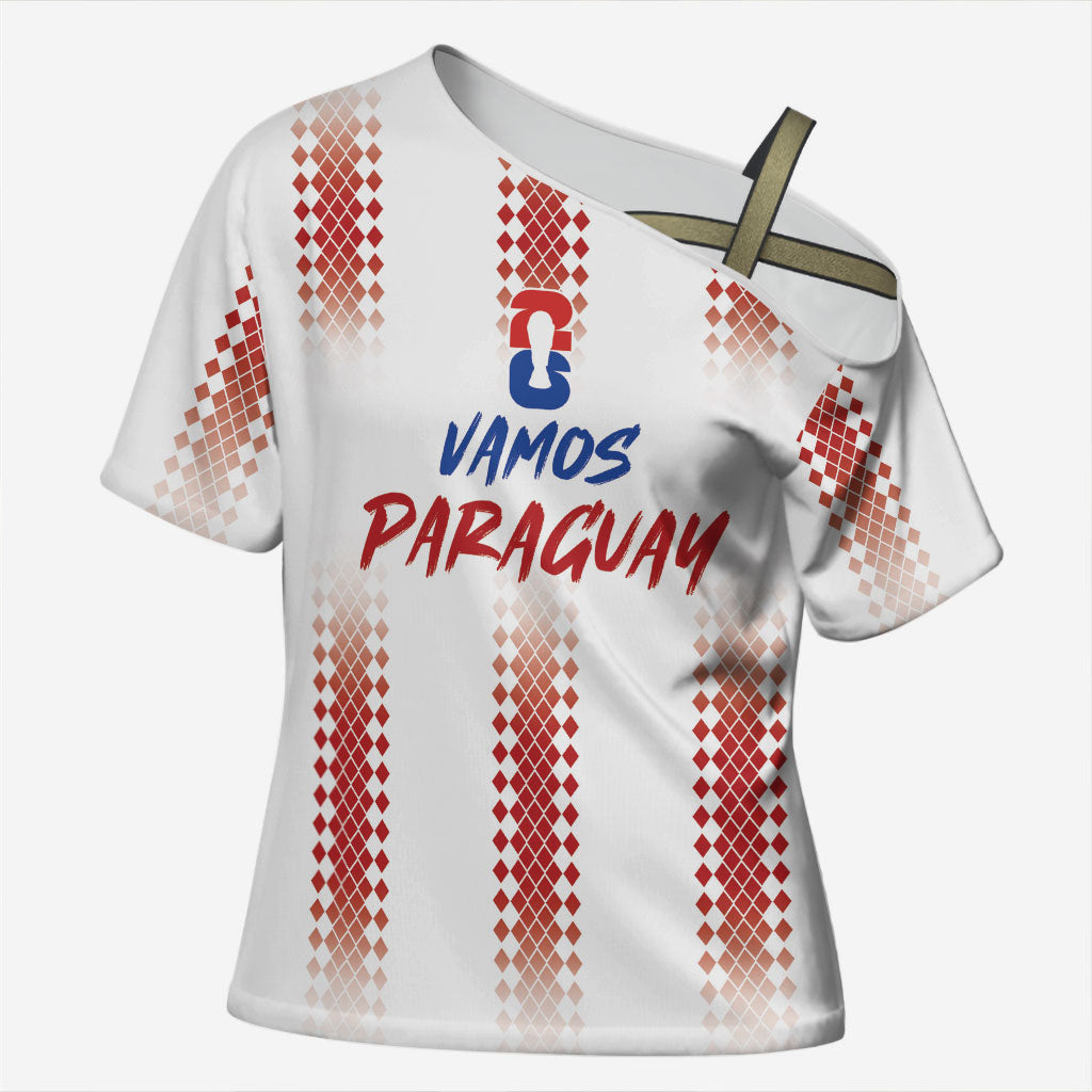 Vamos Paraguay Custom Cross Shoulder Shirt Ao Po'i Heritage Football Supporter