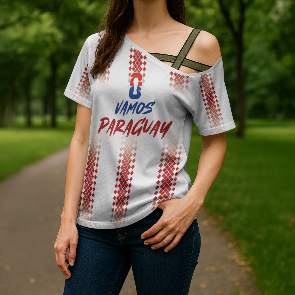 Vamos Paraguay Custom Cross Shoulder Shirt Ao Po'i Heritage Football Supporter
