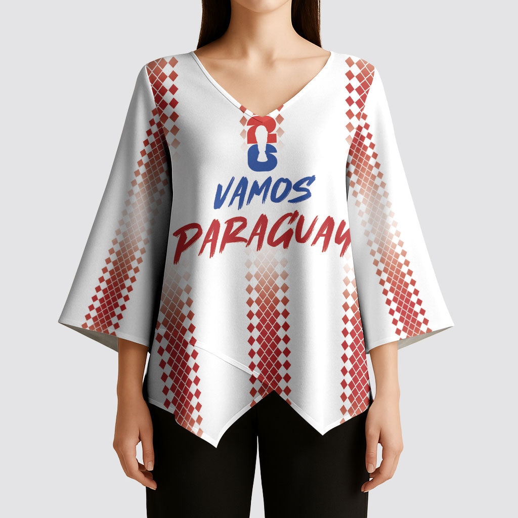 Vamos Paraguay Custom Kimono Sleeve Blouse Ao Po'i Heritage Football Supporter