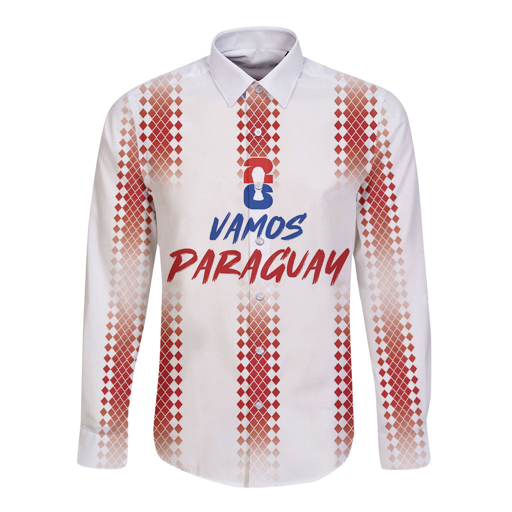Vamos Paraguay Custom Long Sleeve Button Shirt Ao Po'i Heritage Football Supporter