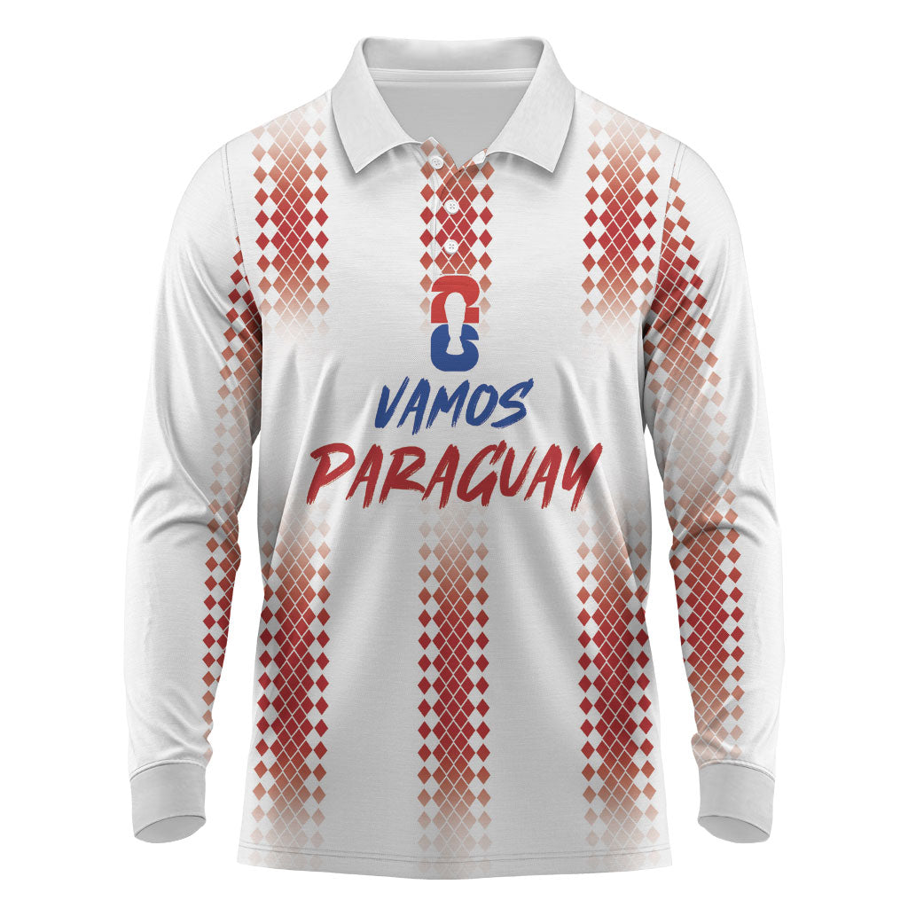 Vamos Paraguay Custom Long Sleeve Polo Shirt Ao Po'i Heritage Football Supporter
