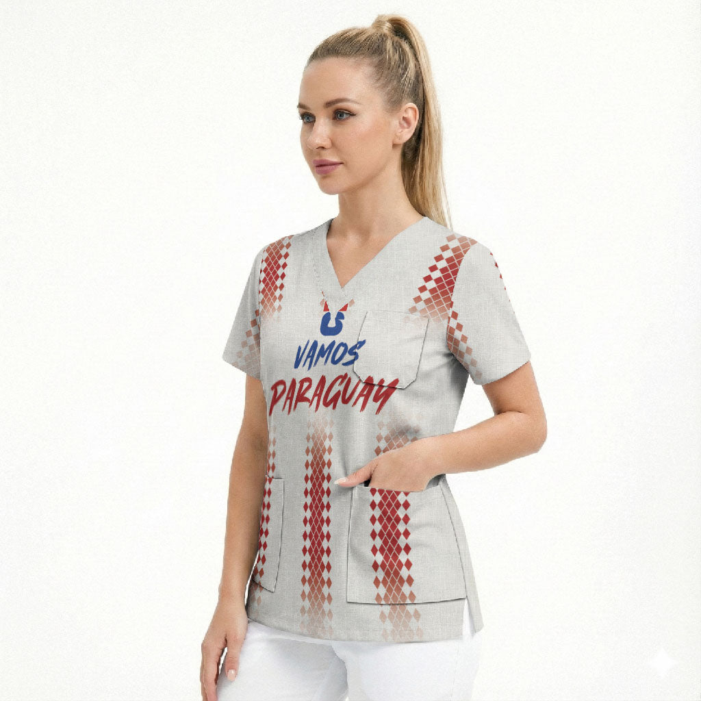 Vamos Paraguay Custom Scrub Top Ao Po'i Heritage Football Supporter