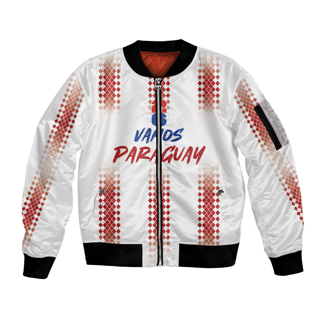 Vamos Paraguay Custom Sleeve Zip Bomber Jacket Ao Po'i Heritage Football Supporter