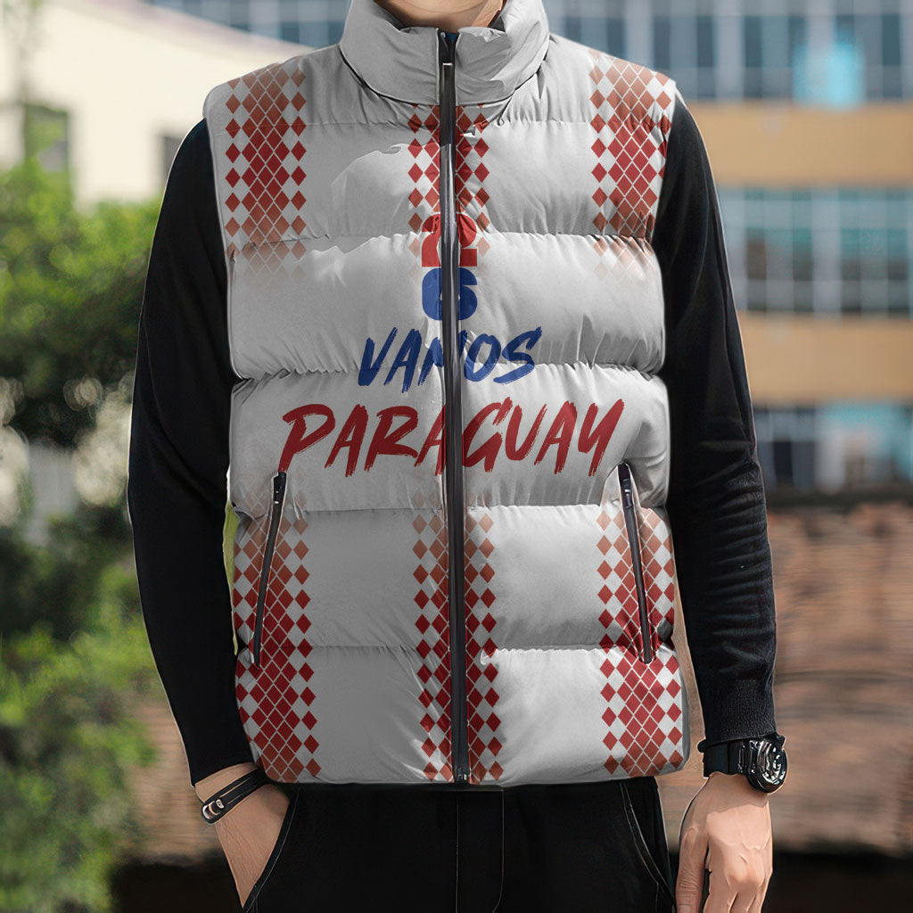 Vamos Paraguay Custom Sleeveless Puffer Jacket Ao Po'i Heritage Football Supporter