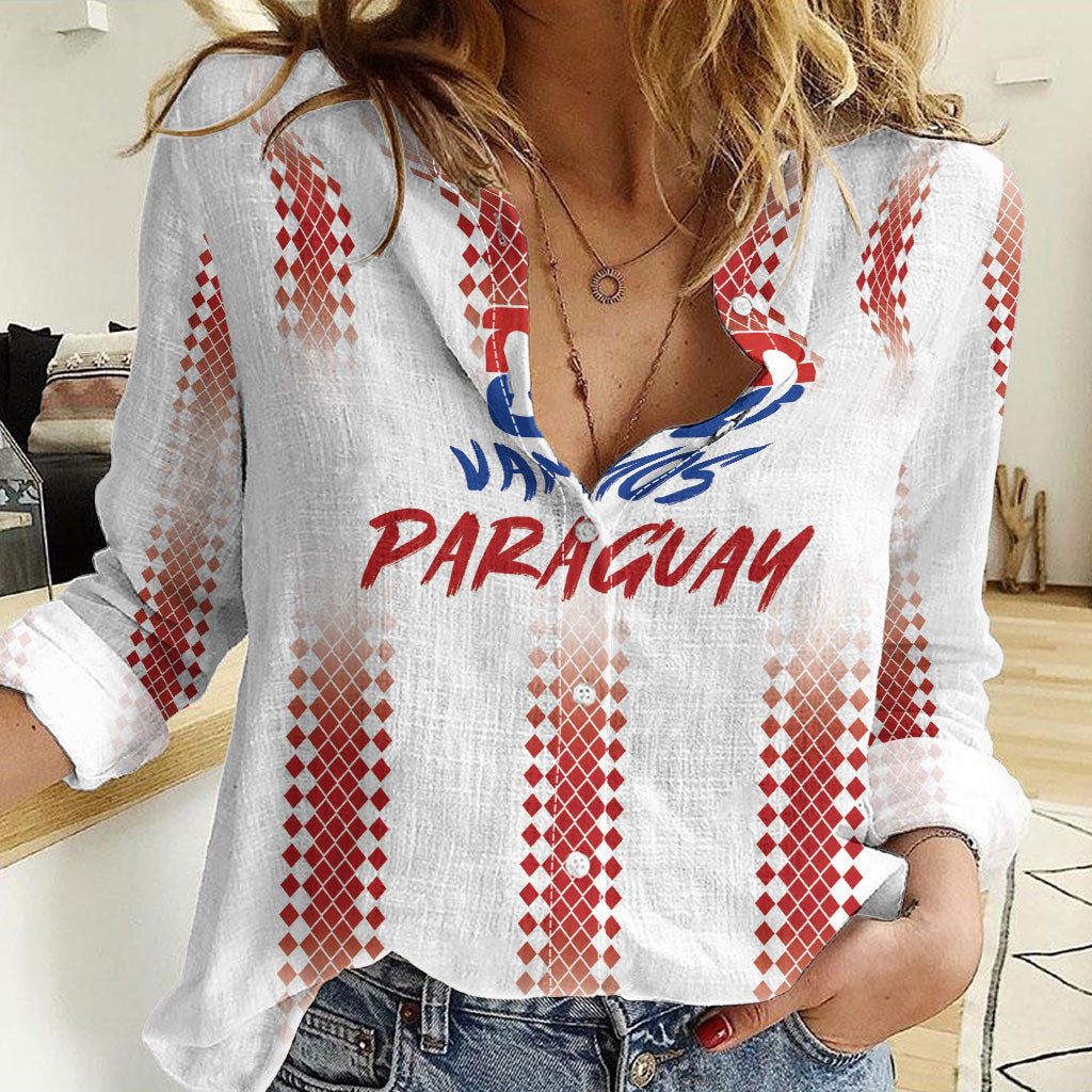Vamos Paraguay Custom Women Casual Shirt Ao Po'i Heritage Football Supporter