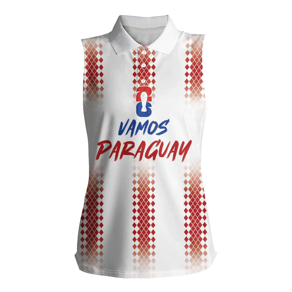 Vamos Paraguay Custom Women Sleeveless Polo Shirt Ao Po'i Heritage Football Supporter