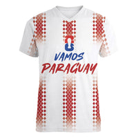 Vamos Paraguay Custom Women V-Neck T-Shirt Ao Po'i Heritage Football Supporter