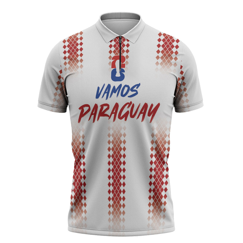 Vamos Paraguay Custom Zipper Polo Shirt Ao Po'i Heritage Football Supporter