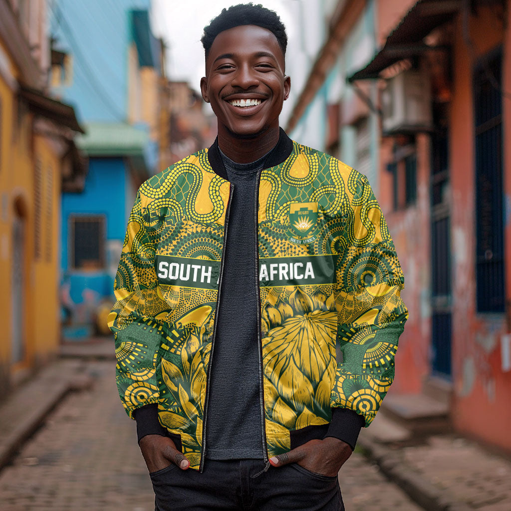 2026 Autumn Rugby Nations South Africa Custom Bomber Jacket Indigenous Tribal Patchwork Motif