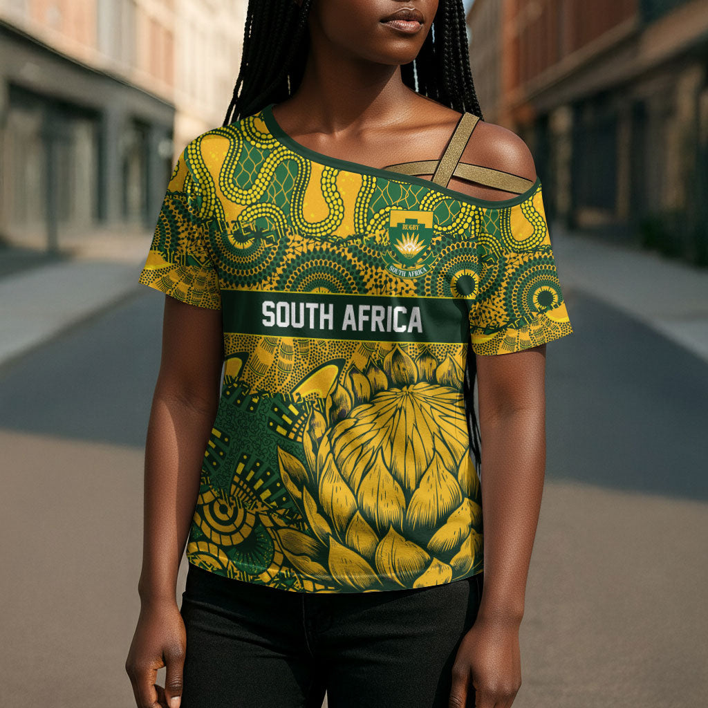 2026 Autumn Rugby Nations South Africa Custom Cross Shoulder Shirt Indigenous Tribal Patchwork Motif