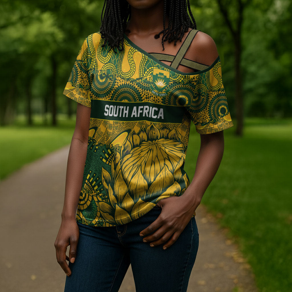 2026 Autumn Rugby Nations South Africa Custom Cross Shoulder Shirt Indigenous Tribal Patchwork Motif