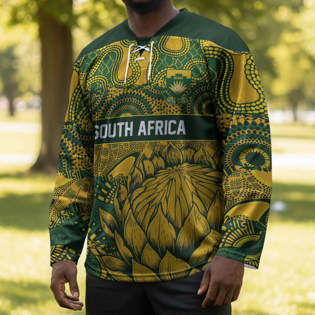 2026 Autumn Rugby Nations South Africa Custom Hockey Jersey Indigenous Tribal Patchwork Motif