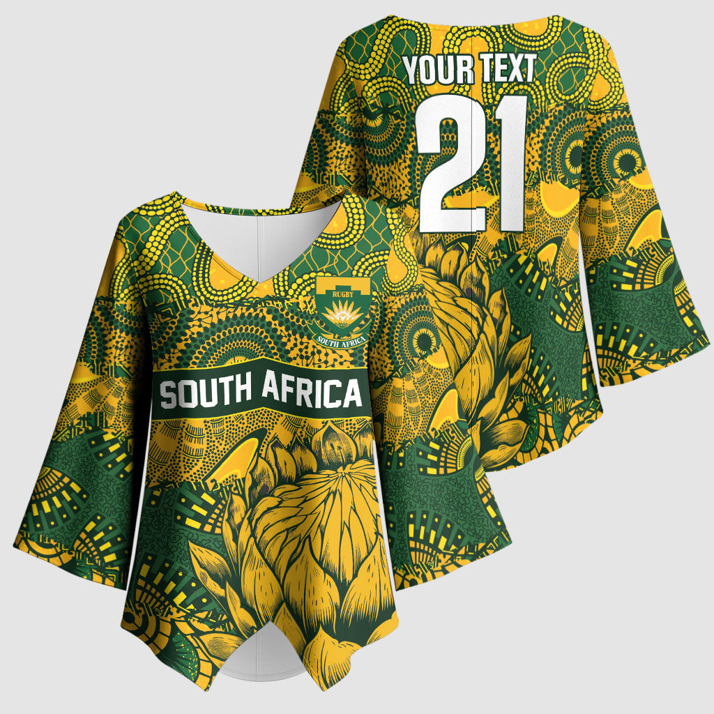 2026 Autumn Rugby Nations South Africa Custom Kimono Sleeve Blouse Indigenous Tribal Patchwork Motif