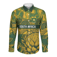 2026 Autumn Rugby Nations South Africa Custom Long Sleeve Button Shirt Indigenous Tribal Patchwork Motif