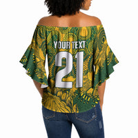 2026 Autumn Rugby Nations South Africa Custom Off Shoulder Wrap Waist Top Indigenous Tribal Patchwork Motif