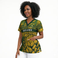 2026 Autumn Rugby Nations South Africa Custom Scrub Top Indigenous Tribal Patchwork Motif