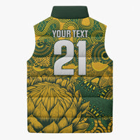 2026 Autumn Rugby Nations South Africa Custom Sleeveless Puffer Jacket Indigenous Tribal Patchwork Motif