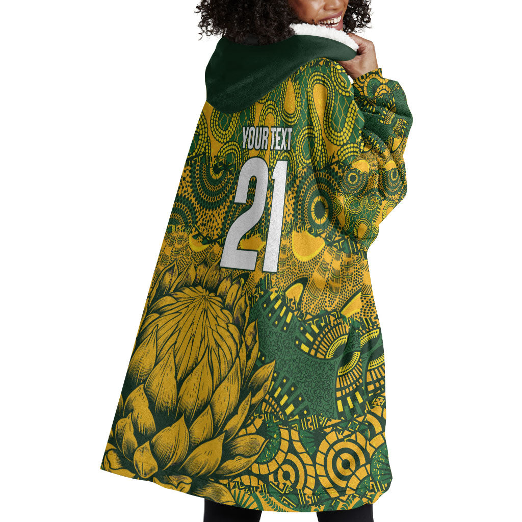 2026 Autumn Rugby Nations South Africa Custom Wearable Blanket Hoodie Indigenous Tribal Patchwork Motif